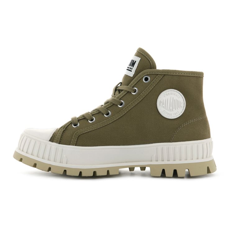 Dámské Tenisky Palladium Pallashock Mid OG High Tops Olivy Zelené | CZ ELF-03H